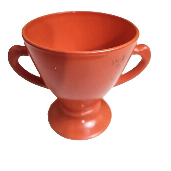 Hazel Atlas Ovide rust vintage set 2 cups w/ open sugar bowl - Picture 5 of 7